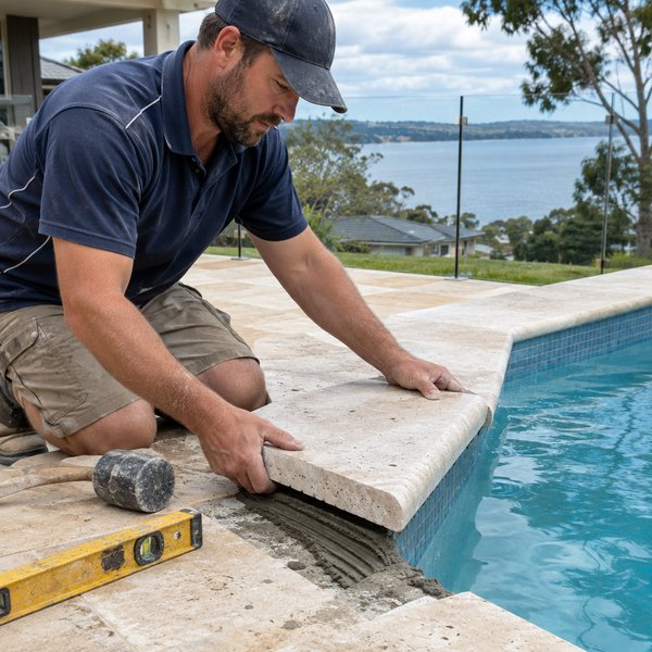 Pool Landscaping - Coping, Paving and Feature Wall Installation in Lake Macquarie